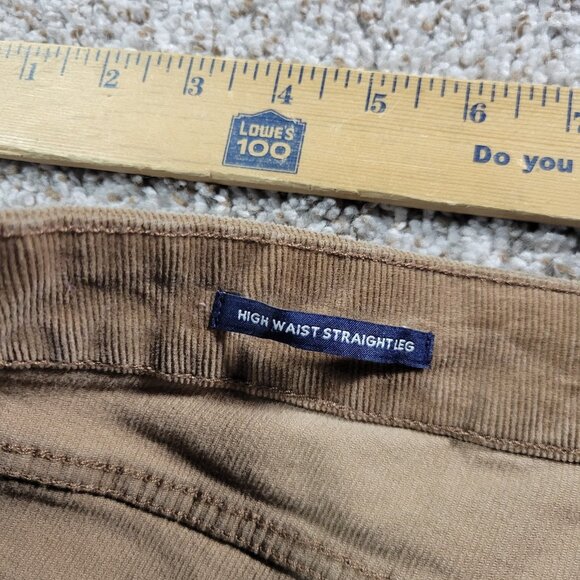 Talbots Corduroy Pants Womens 16P Brown High Waist Straight Leg Distressed - Picture 5 of 10